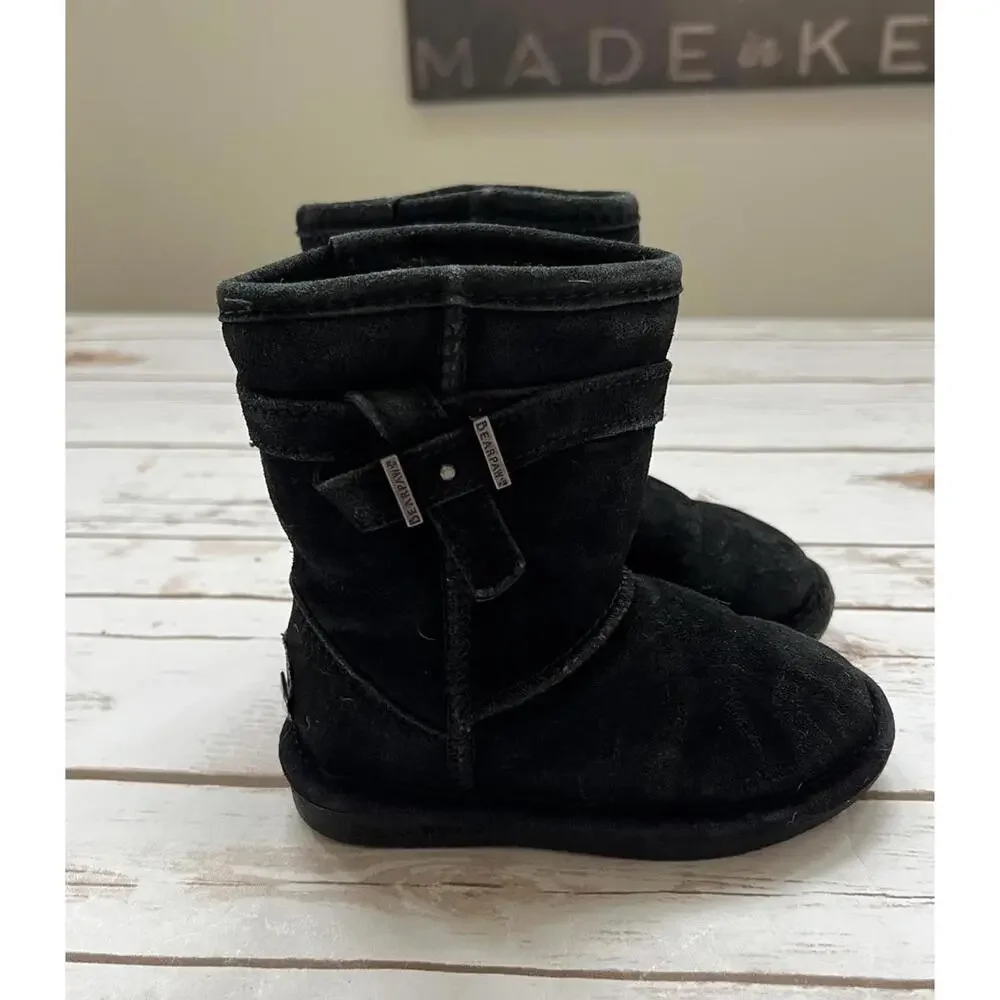 Bearpaw Toddler Black Suede Winter Boots, Size‎ 9